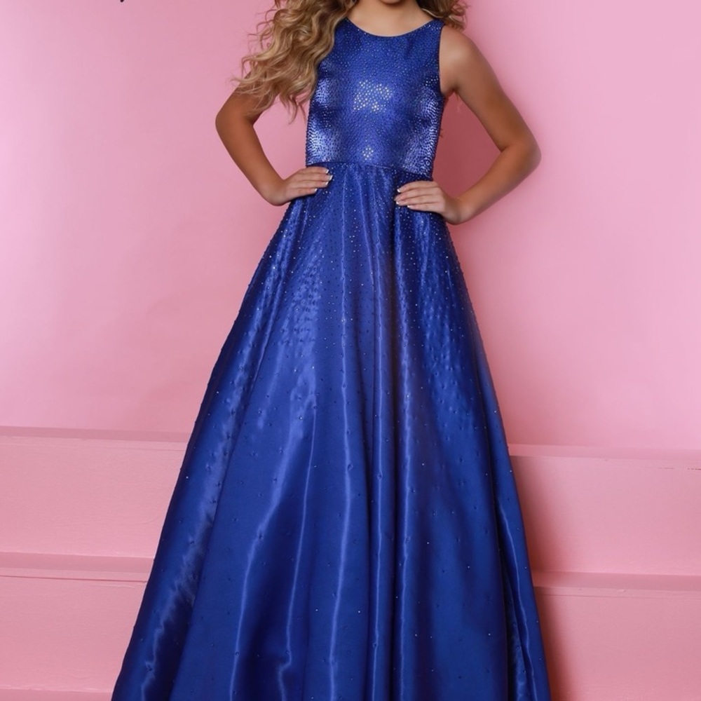 Elegant Blue girls pageant gown